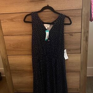 French Grey Troian Brushed Knit Tank Dress Women's Medium Navy White Polka Dot